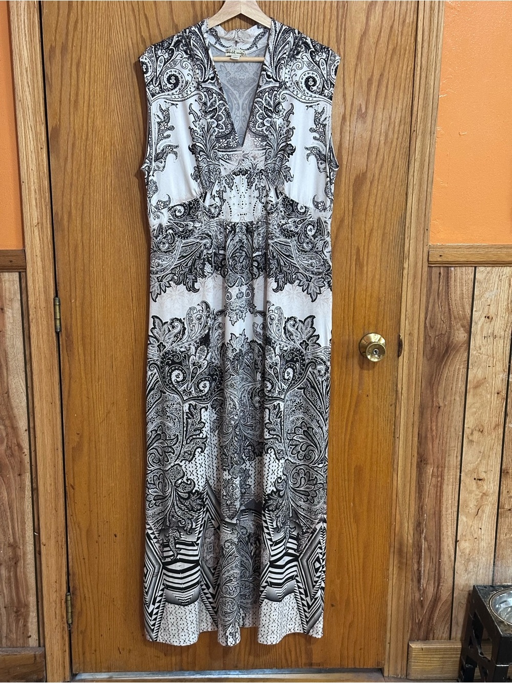 Sleeveless sz xl boho 90s V-Neck Maxi Dress